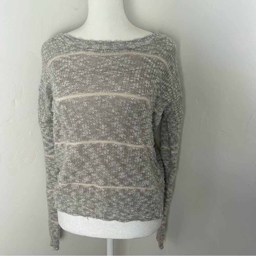 Hippie Rose Gray and Cream Striped Sweater